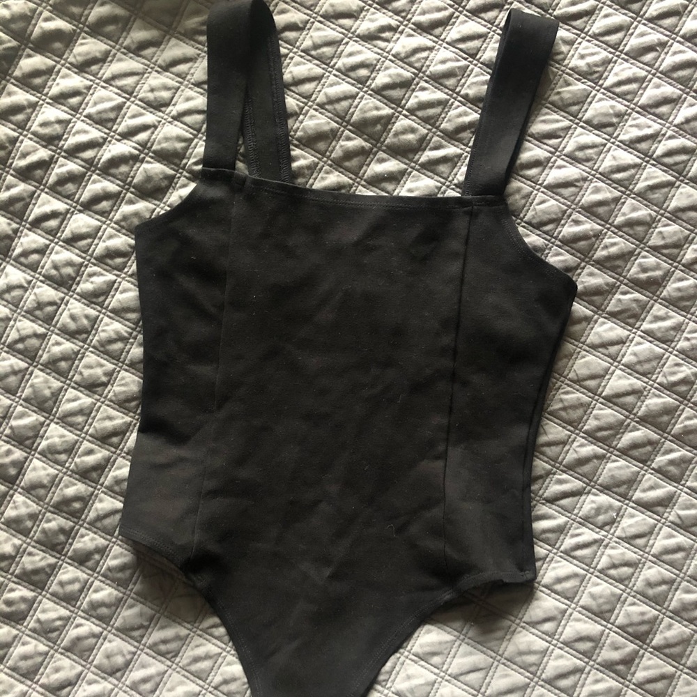 Black thong bodysuit